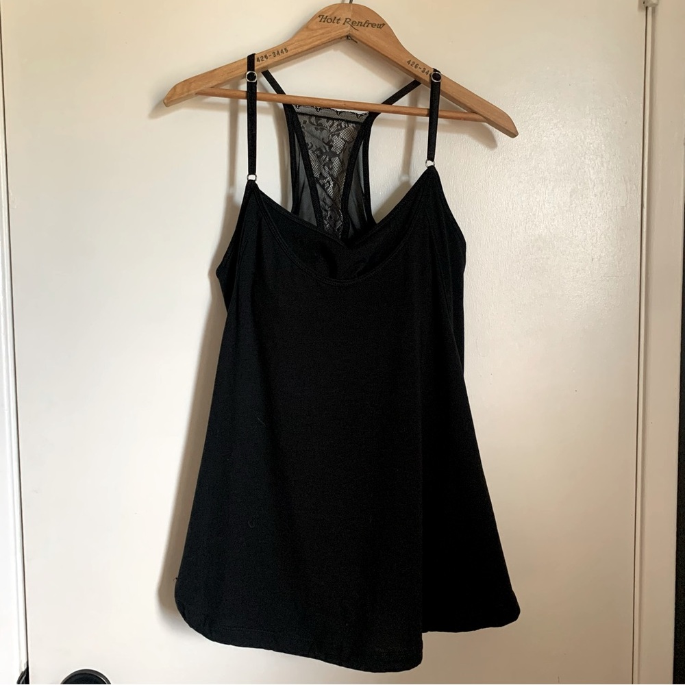 Lole Lace Bra Crop Wrapped Tank Medium Black Yoga Pilates